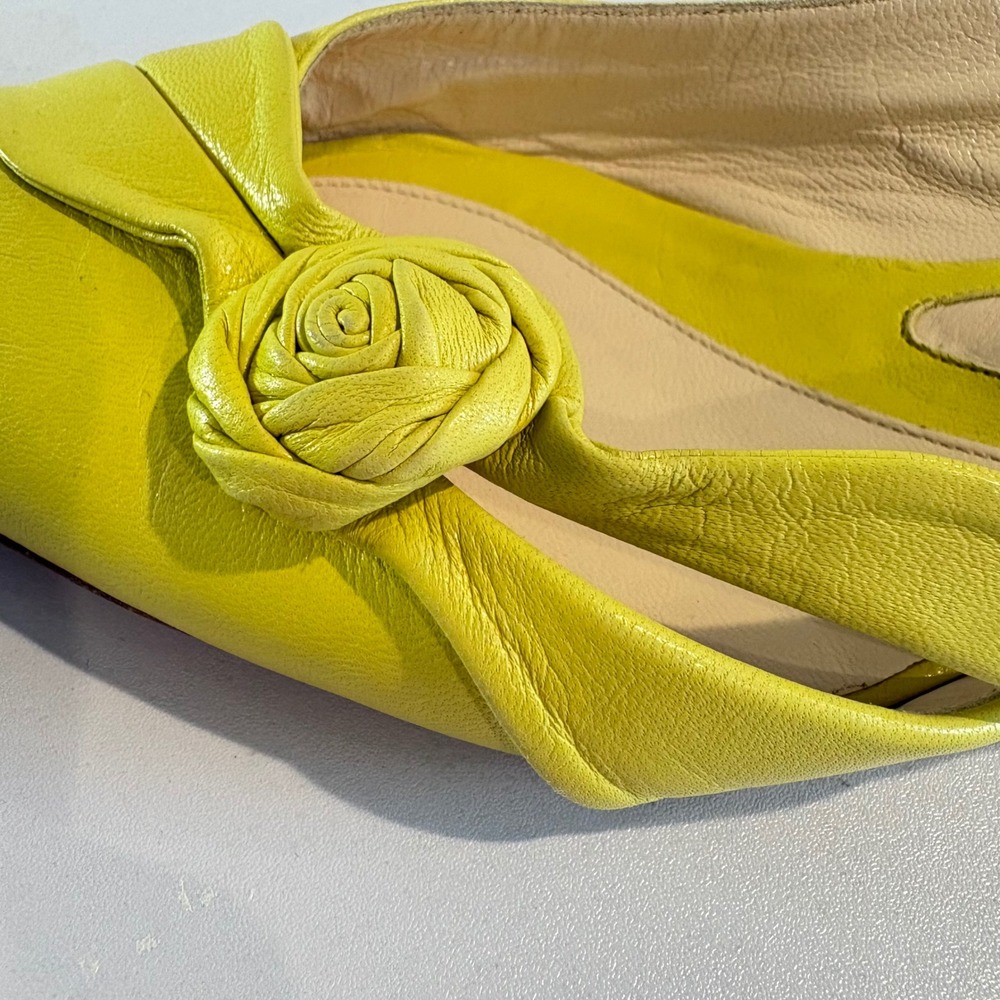 ♾️Alessandro Dell'Acqua Acacia Yellow Leather Rosette Kitten Heels 8.5-9♾️ - Picture 9 of 9